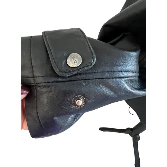 Adler Collection Women’s Black Leather Real Lamb Zip Up Belted Jacket Coat Sz M - Picture 7 of 15